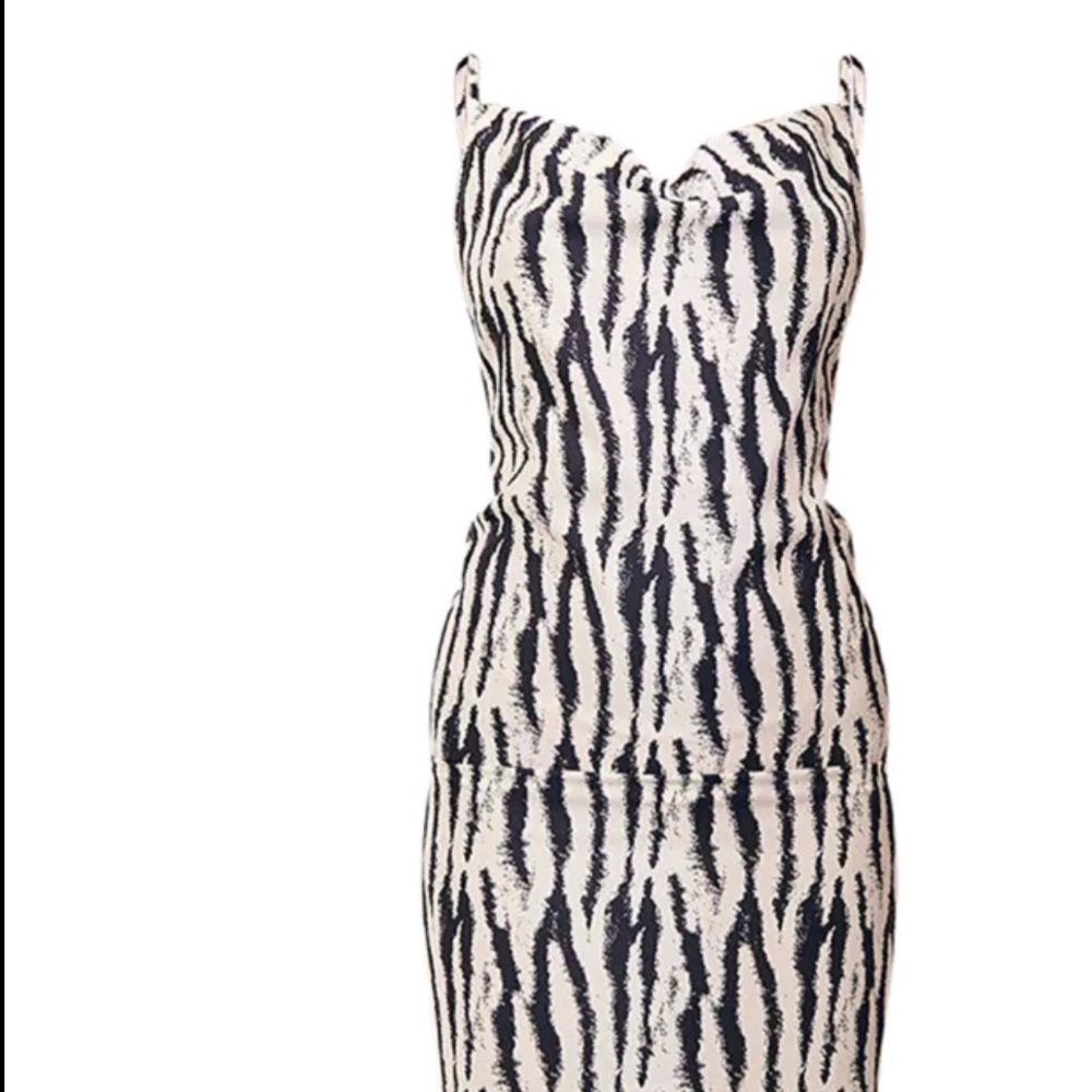 Never worn with tags white zebra print cowl neck maxi dress